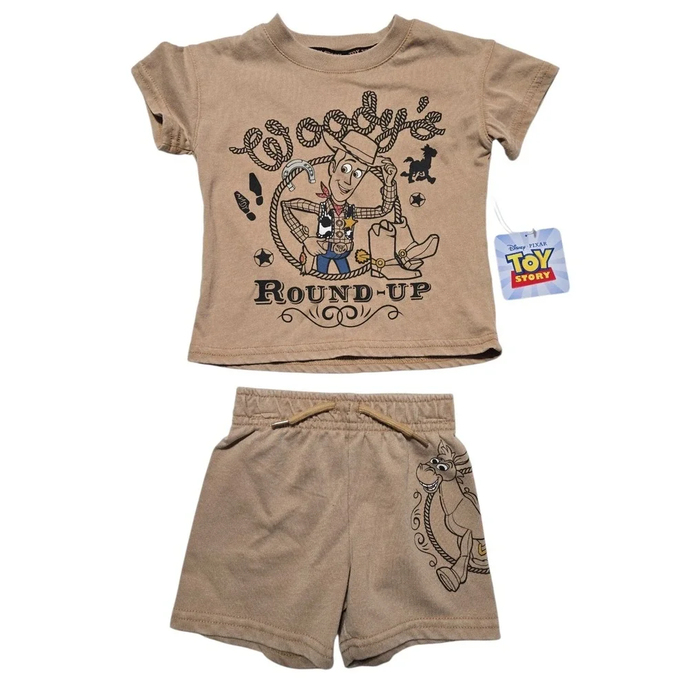 New‎ Disney Toy Story Woody Baby Boys 18 Months Brown Cowboy Cotton Short Set